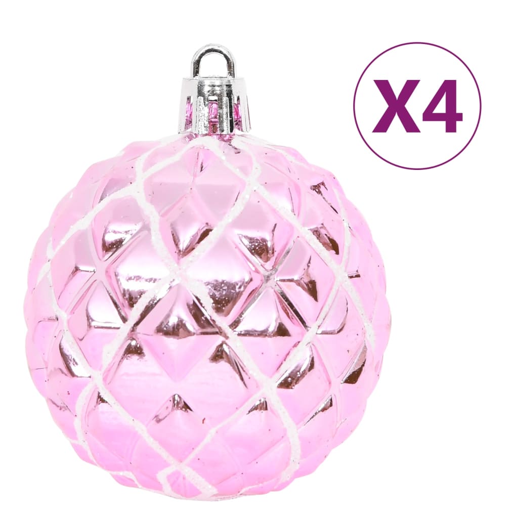vidaXL 65-delige Kerstballenset roze/rood/wit
