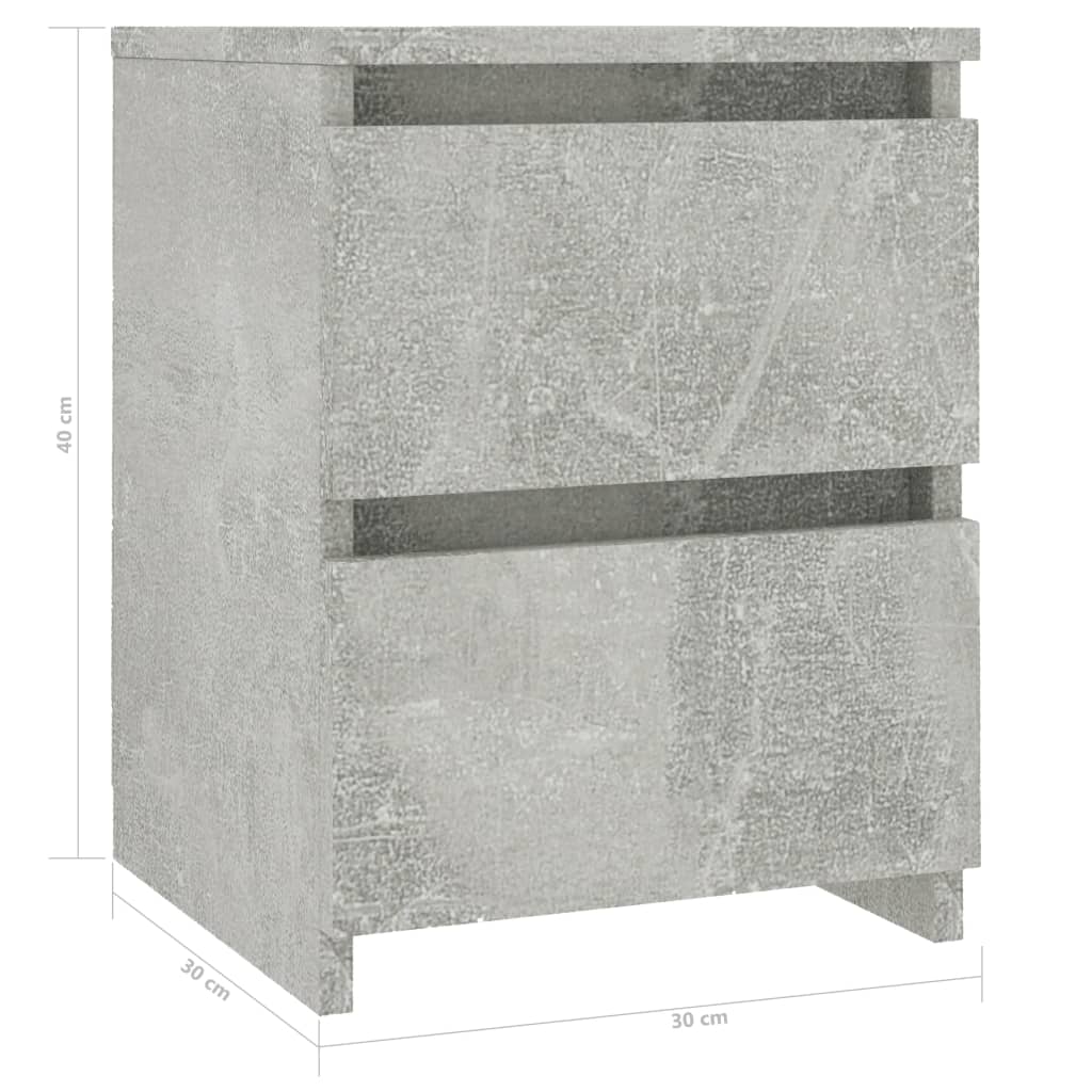 vidaXL Nachtkastje 30x30x40 cm bewerkt hout betongrijs