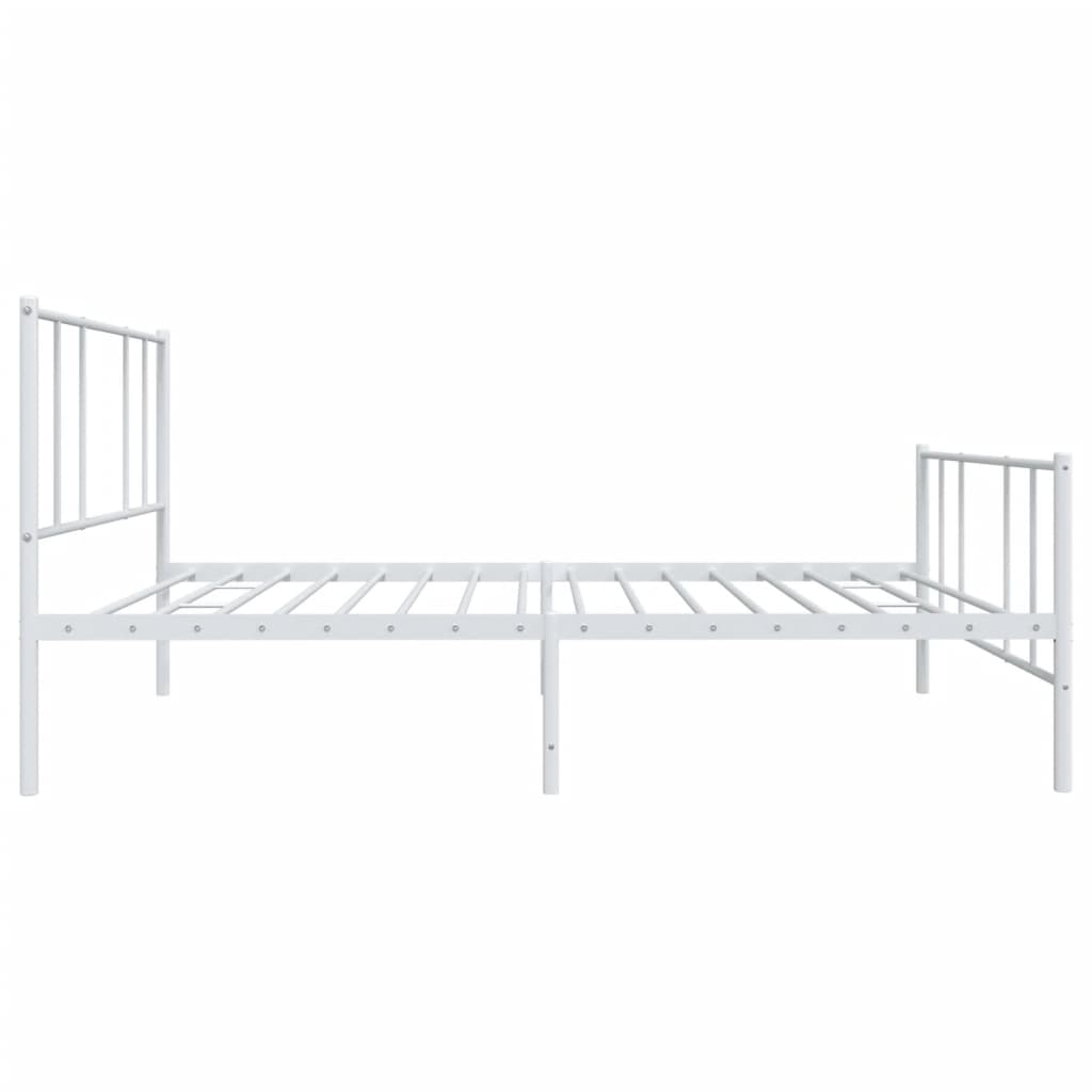 vidaXL Bedframe met hoofd- en voeteneinde metaal wit 107x203 cm