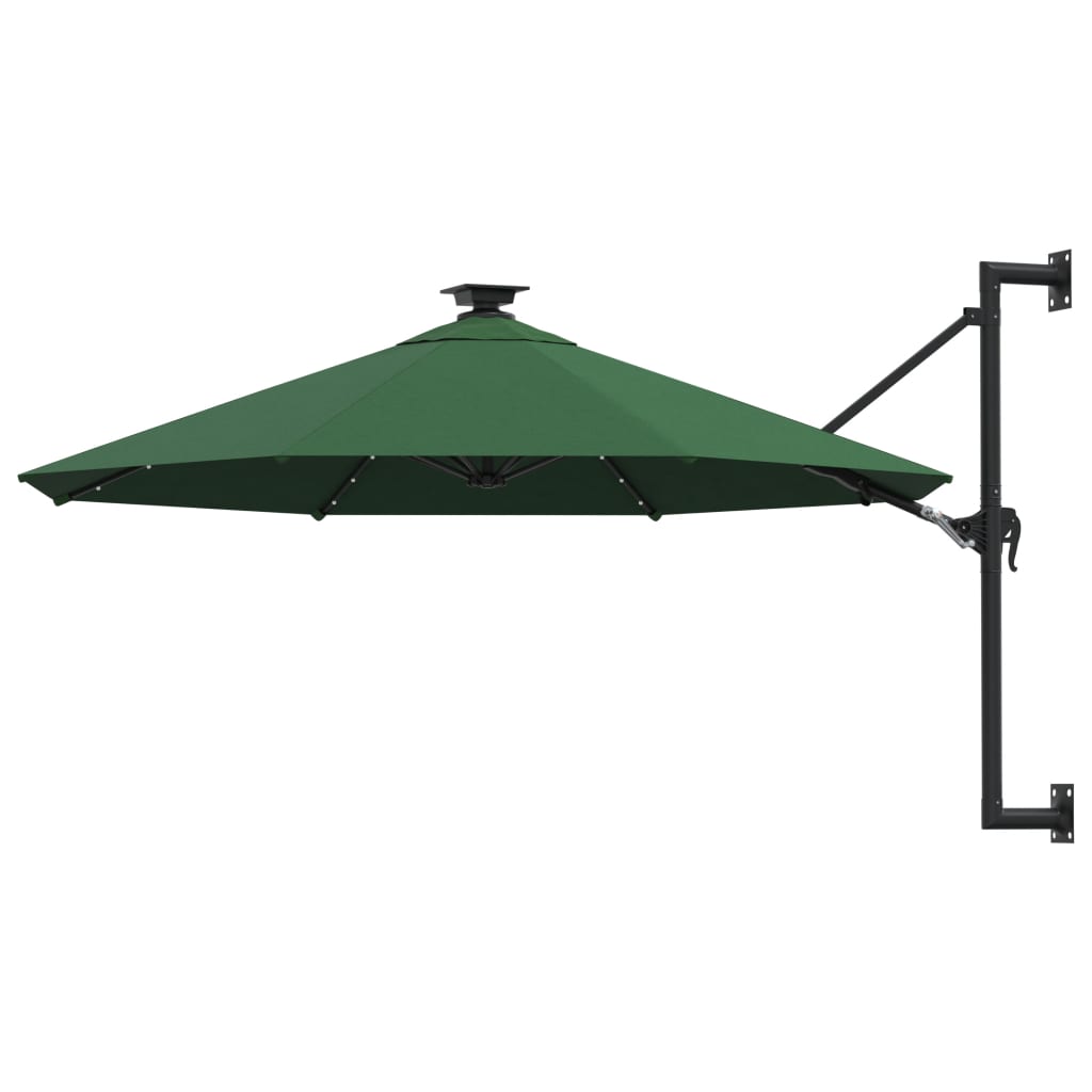 vidaXL Wandparasol met LED's 300 cm groen