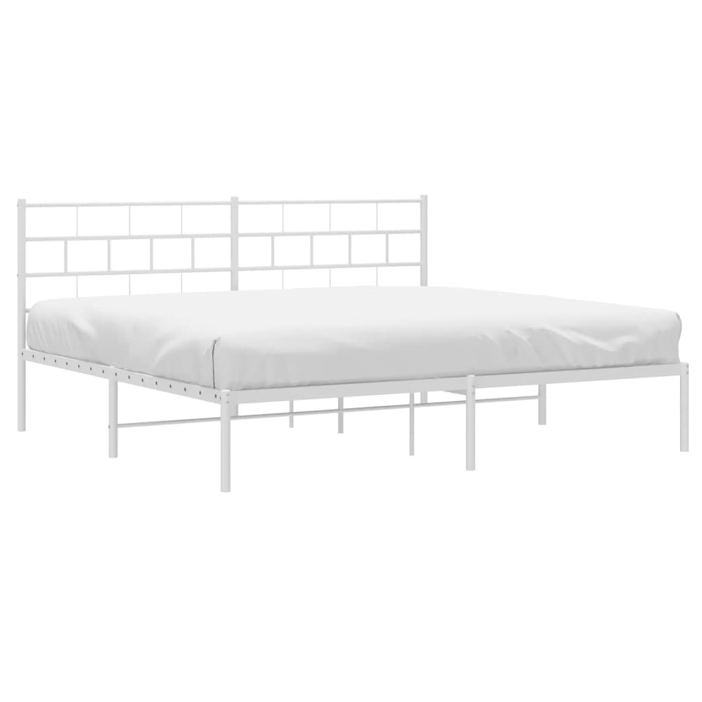 vidaXL Bedframe met hoofdbord metaal wit 193x203 cm