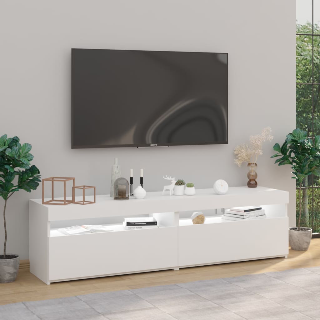 vidaXL Tv-meubelen 2 st met LED-verlichting 75x35x40 cm wit