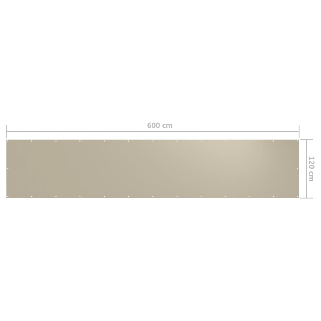 vidaXL Balkonscherm 120x600 cm oxford stof beige