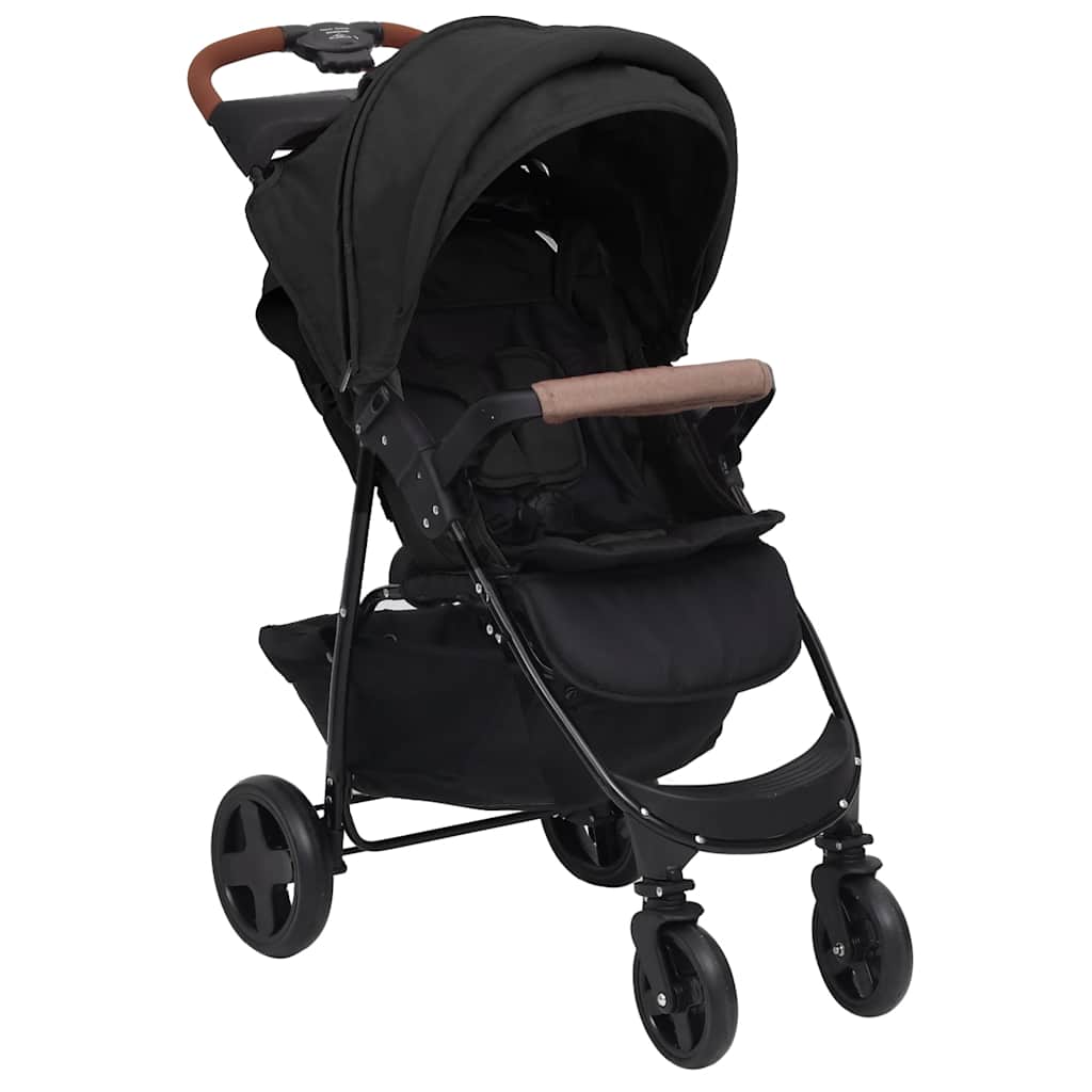 vidaXL Kinderwagen 3-in-1 staal antracietkleurig