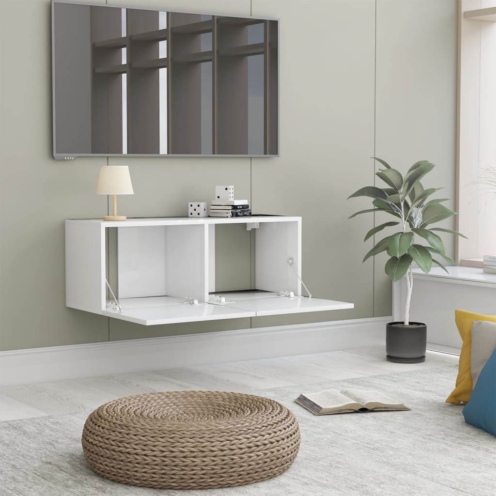 vidaXL Tv-meubel 80x30x30 cm bewerkt hout hoogglans wit