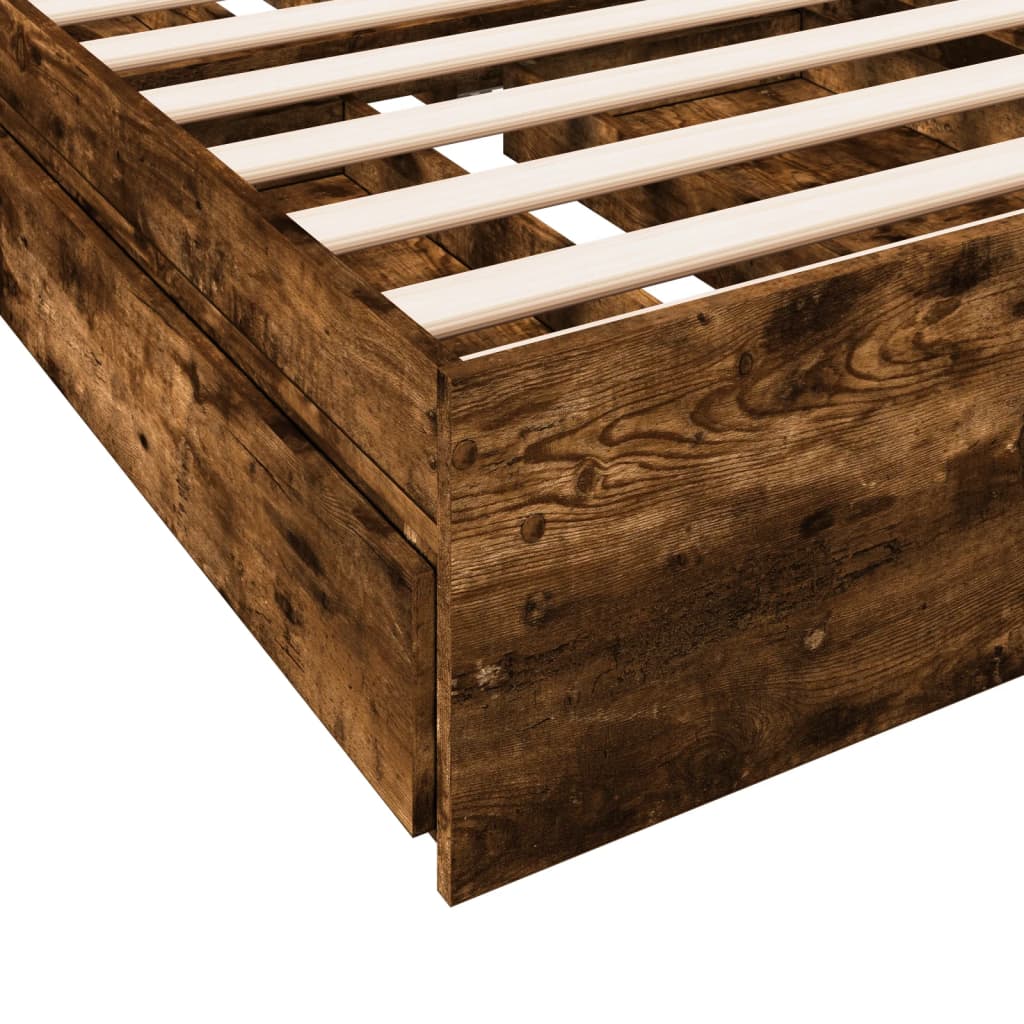 vidaXL Bedframe met lades bewerkt hout gerookt eikenkleurig 90x190 cm
