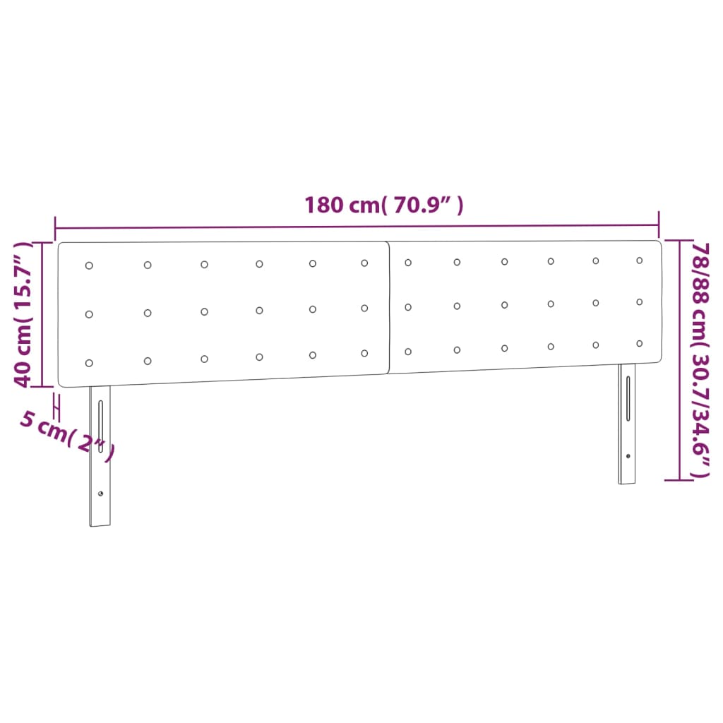 vidaXL Hoofdbord LED 180x5x78/88 cm fluweel lichtgrijs