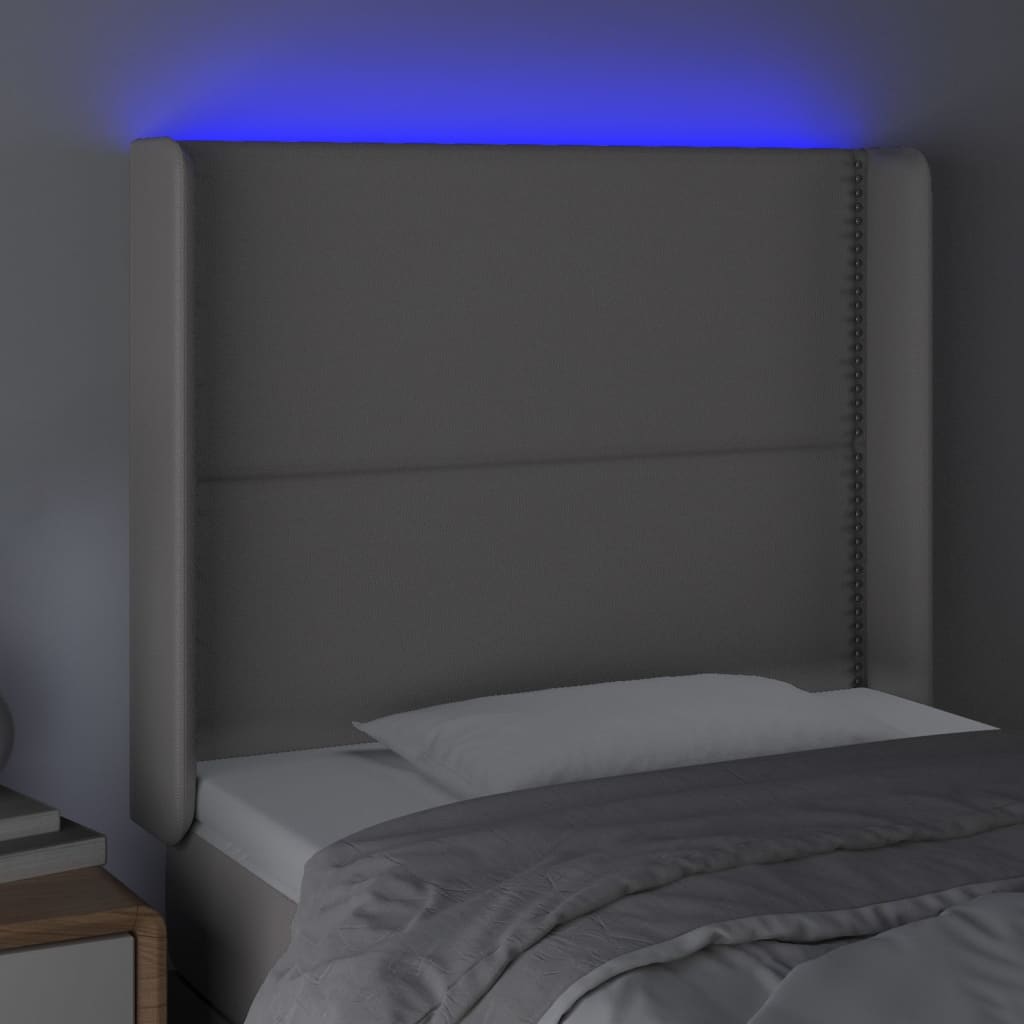 vidaXL Hoofdbord LED 103x16x118/128 cm kunstleer grijs