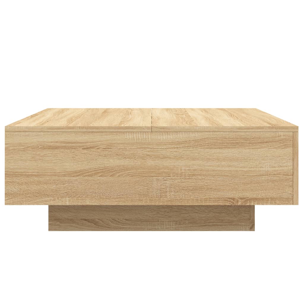 Salontafel met LED-verlichting 50x50x40 cm zwart eikenkleurig