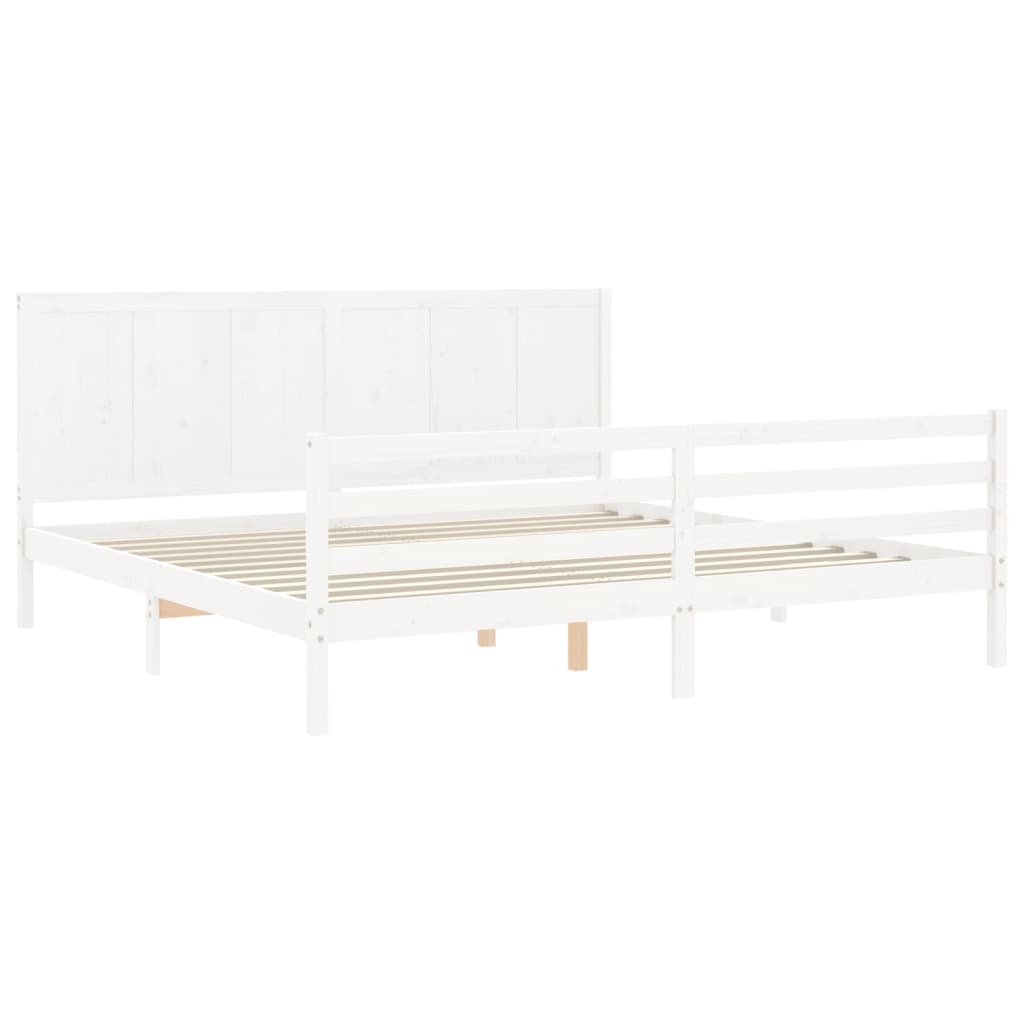 vidaXL Bedframe met hoofdbord massief hout wit