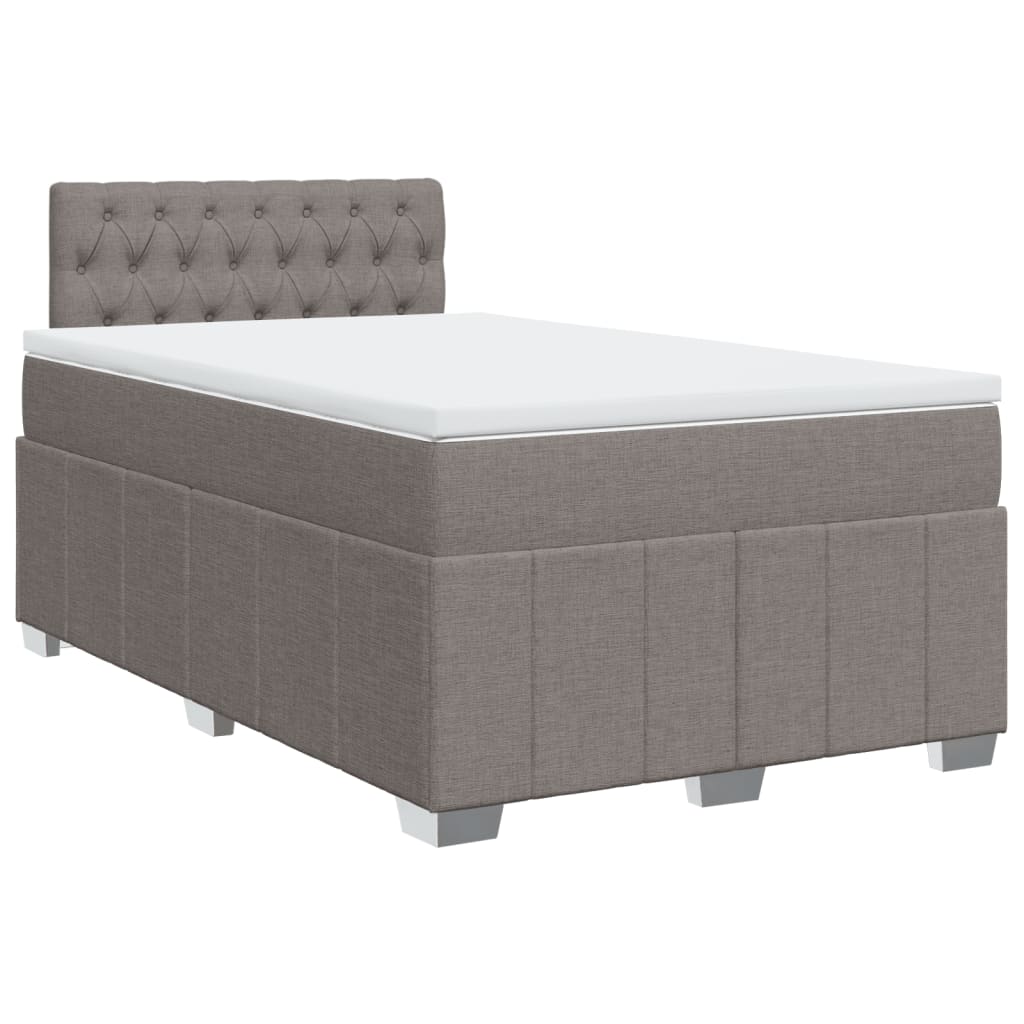 vidaXL Boxspring met matras stof taupe 120x200 cm