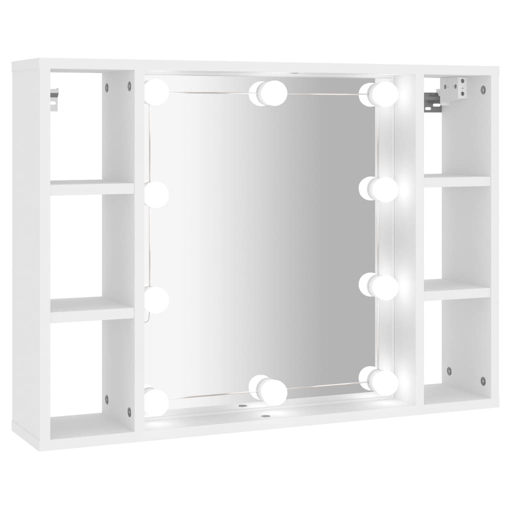 vidaXL Spiegelkast met LED-verlichting 76x15x55 cm wit