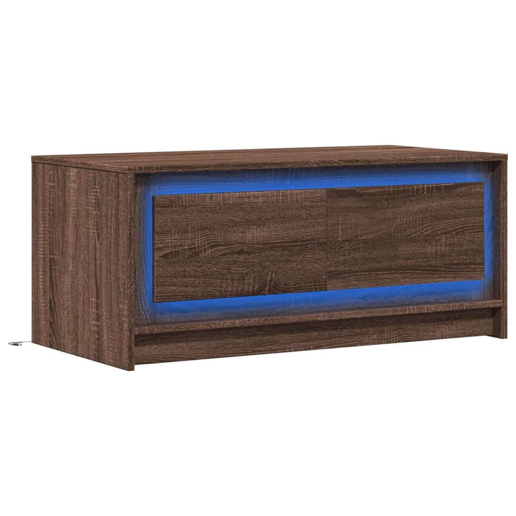 vidaXL Salontafel met LED-verlichting bewerkt hout bruin eikenkleur