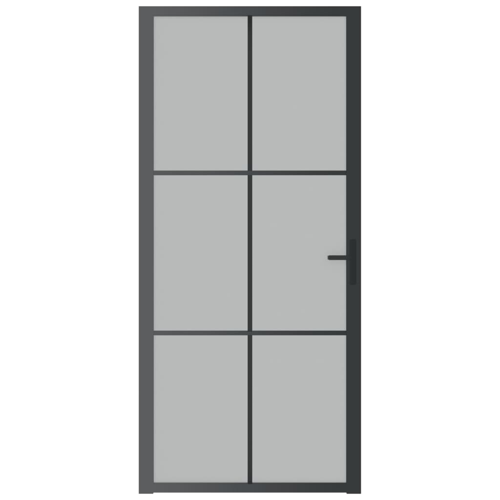 vidaXL Binnendeur 93x201,5 cm matglas en aluminium zwart