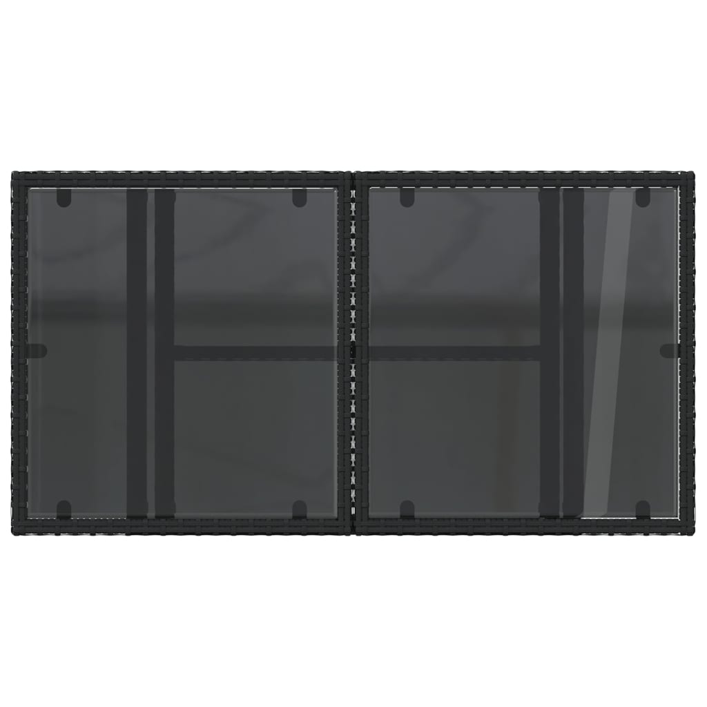 vidaXL Tuintafel met glazen blad 100x55x73 cm poly rattan zwart