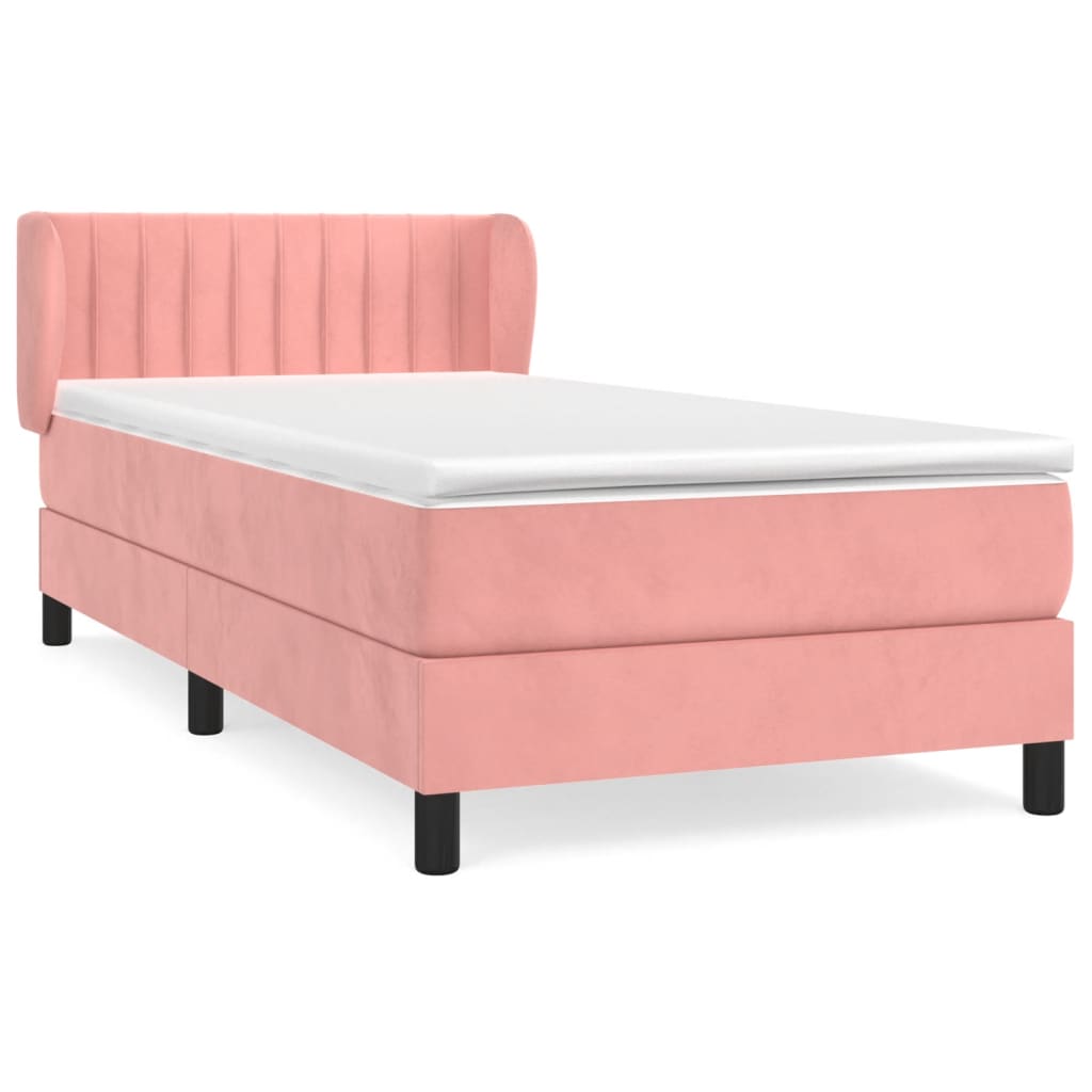 vidaXL Boxspring met matras fluweel roze 100x200 cm