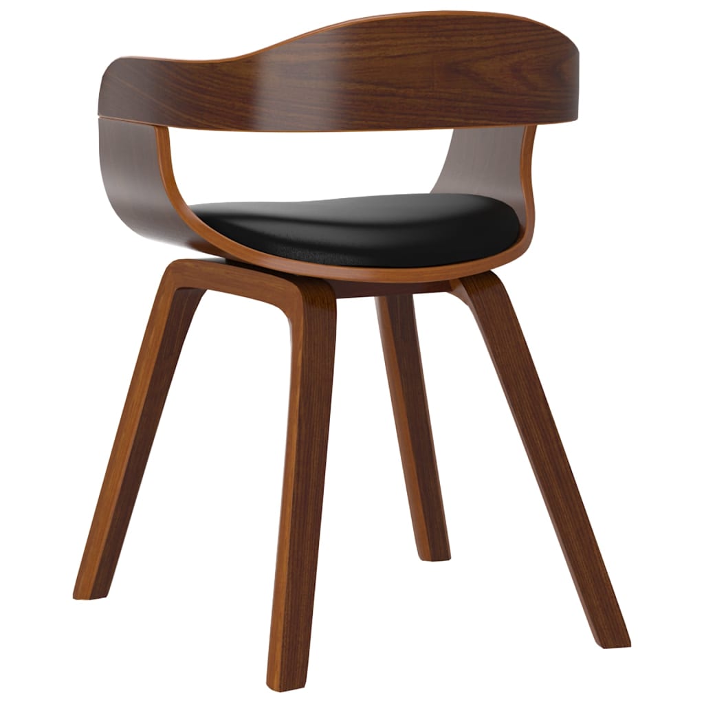 vidaXL Eetkamerstoelen 2 st gebogen hout en kunstleer zwart