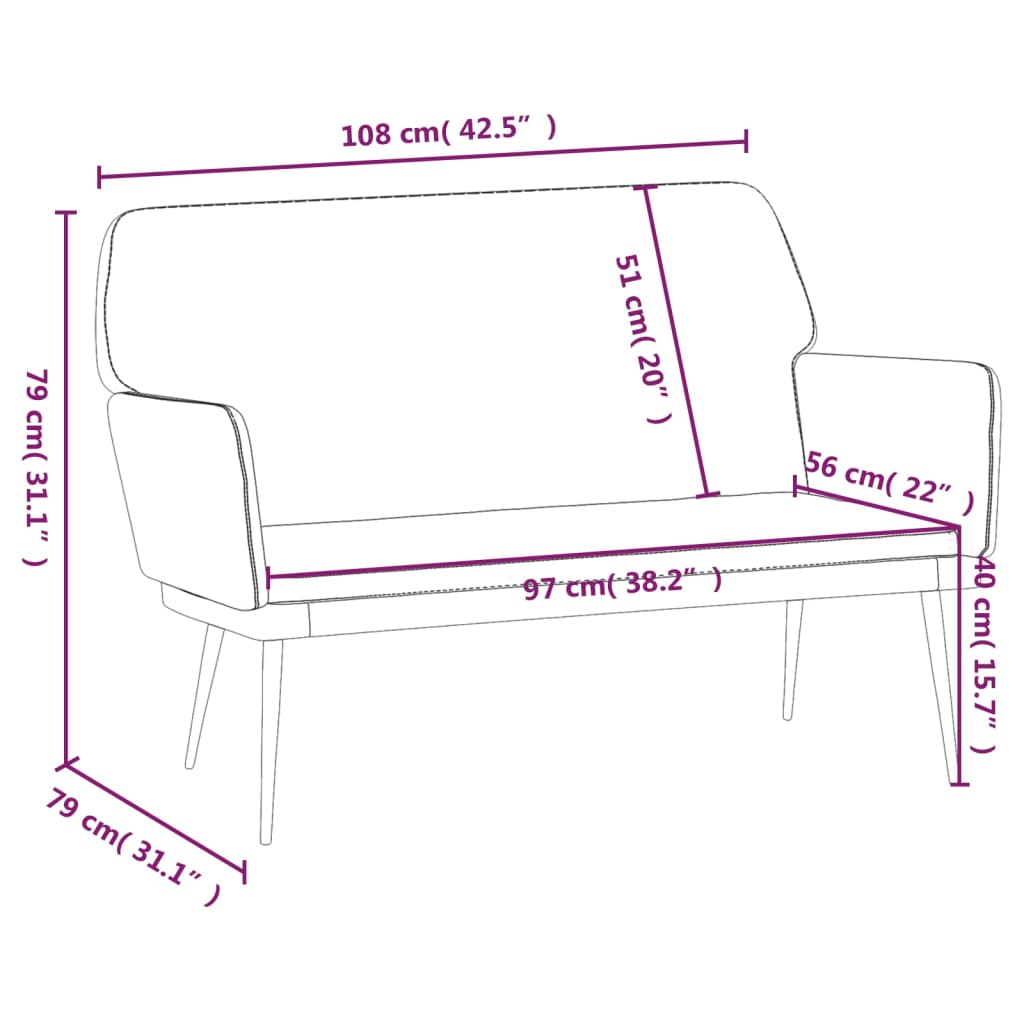 vidaXL Bankje 108x79x79 cm fluweel geel