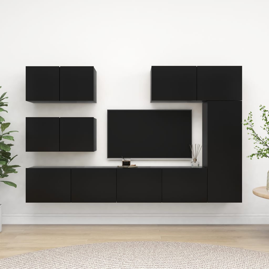 vidaXL 6-delige Tv-meubelset spaanplaat zwart