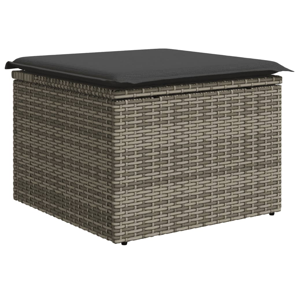 vidaXL 11-delige Loungeset met kussens poly rattan grijs