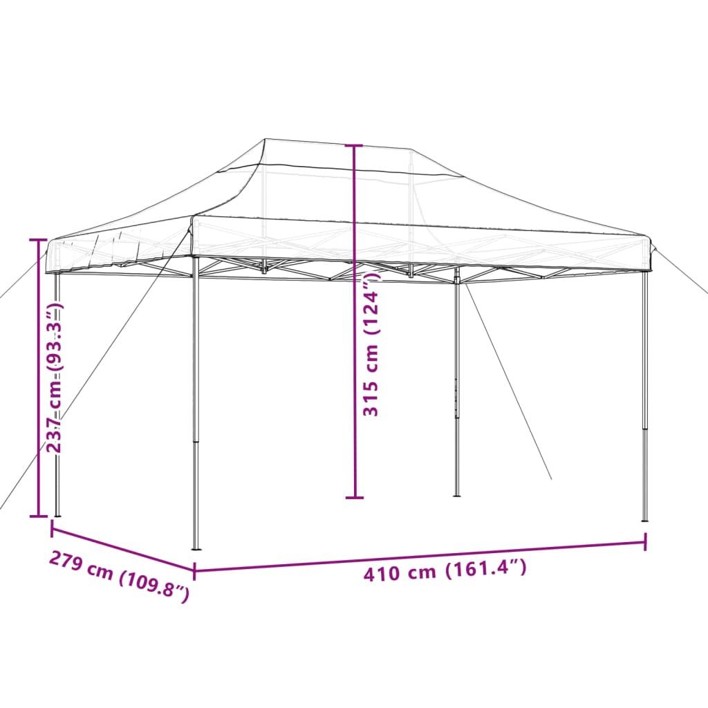 vidaXL Partytent inklapbaar pop-up 410x279x315 cm zwart