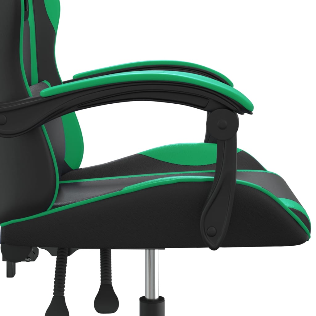 vidaXL Gamestoel draaibaar kunstleer zwart en groen