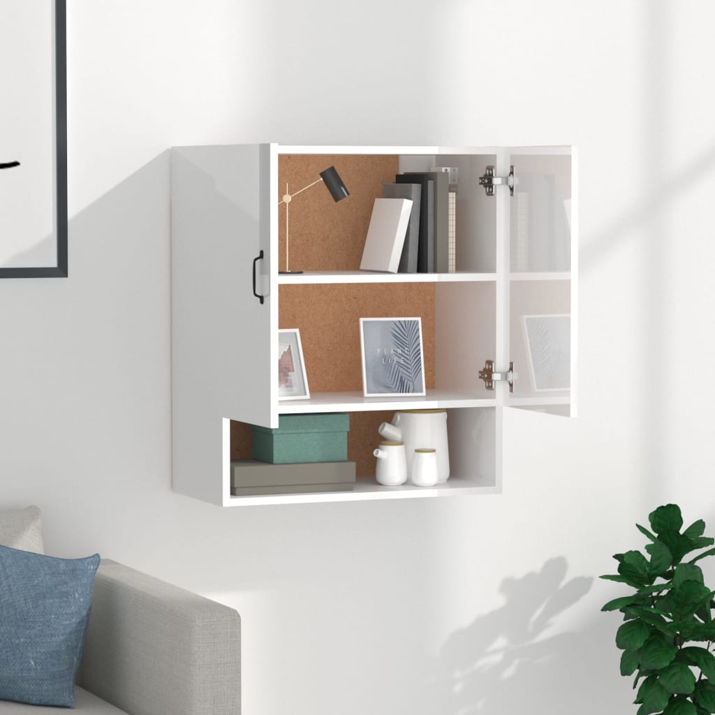 VidaXL Wandkast Van Bewerkt Hout - 60x31x70 Cm, Zwart, Met Opbergruimte En Displayplek
