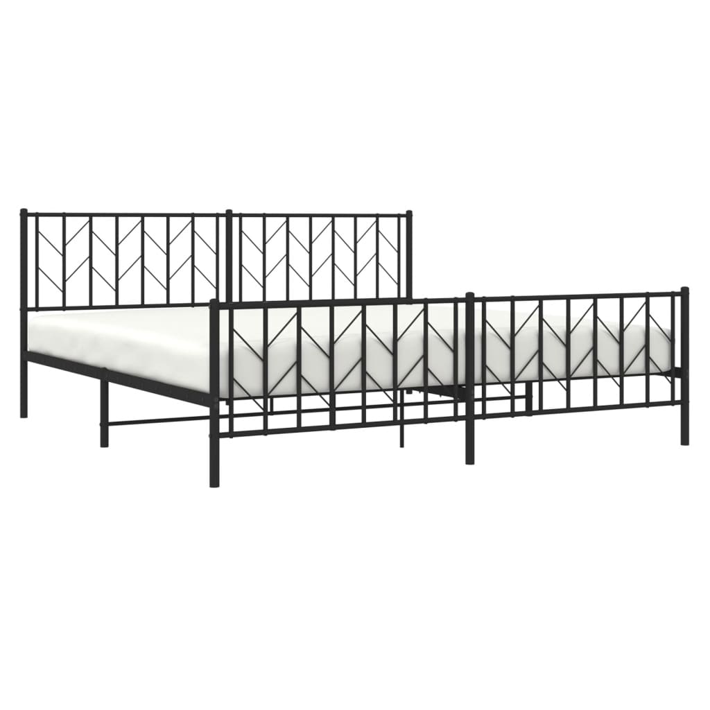 vidaXL Bedframe met hoofd- en voeteneinde metaal zwart 193x203 cm