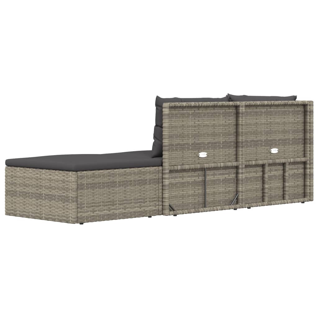 vidaXL 3-delige Loungeset met kussens poly rattan grijs