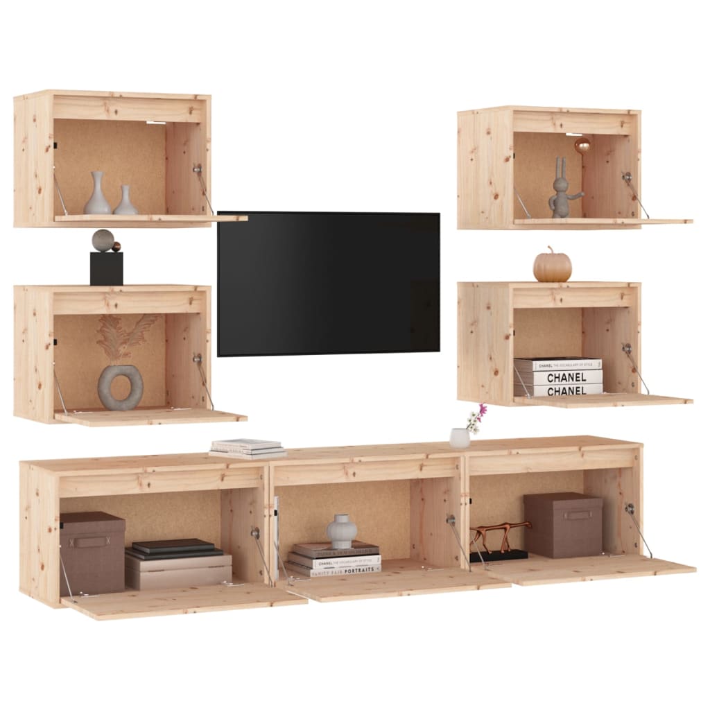 vidaXL Tv-meubelen 7 st massief grenenhout