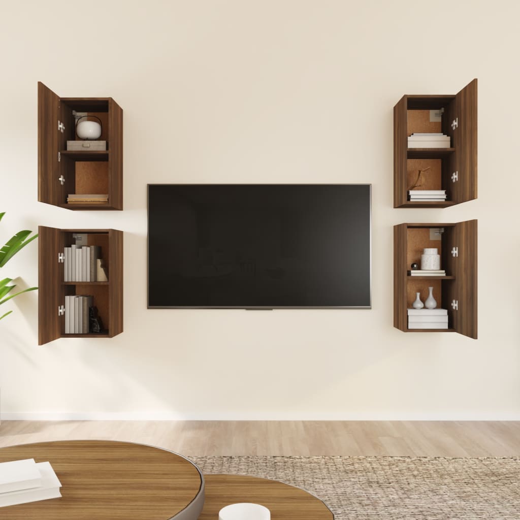 vidaXL Tv-meubelen 4 st 30,5x30x60 cm bewerkt hout bruin eikenkleur