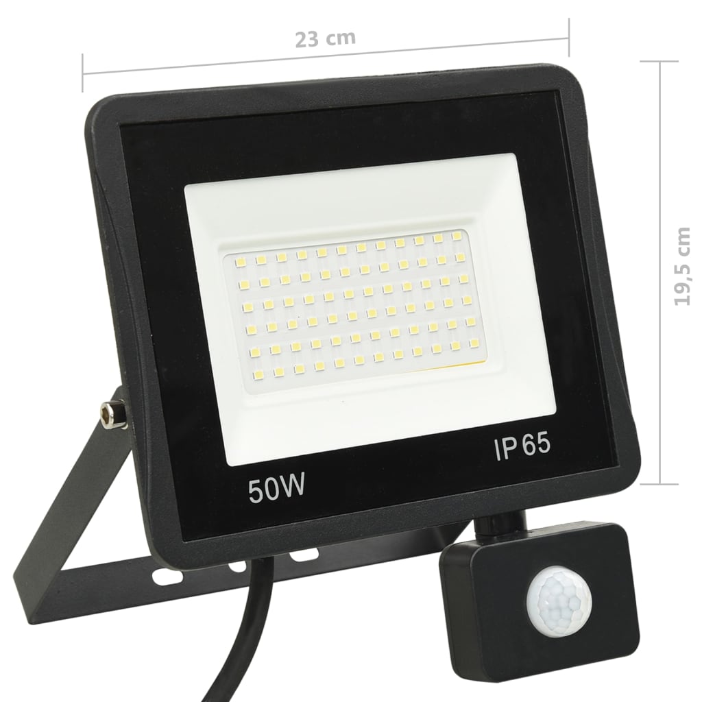 vidaXL Spotlight met sensor LED 50 W warmwit