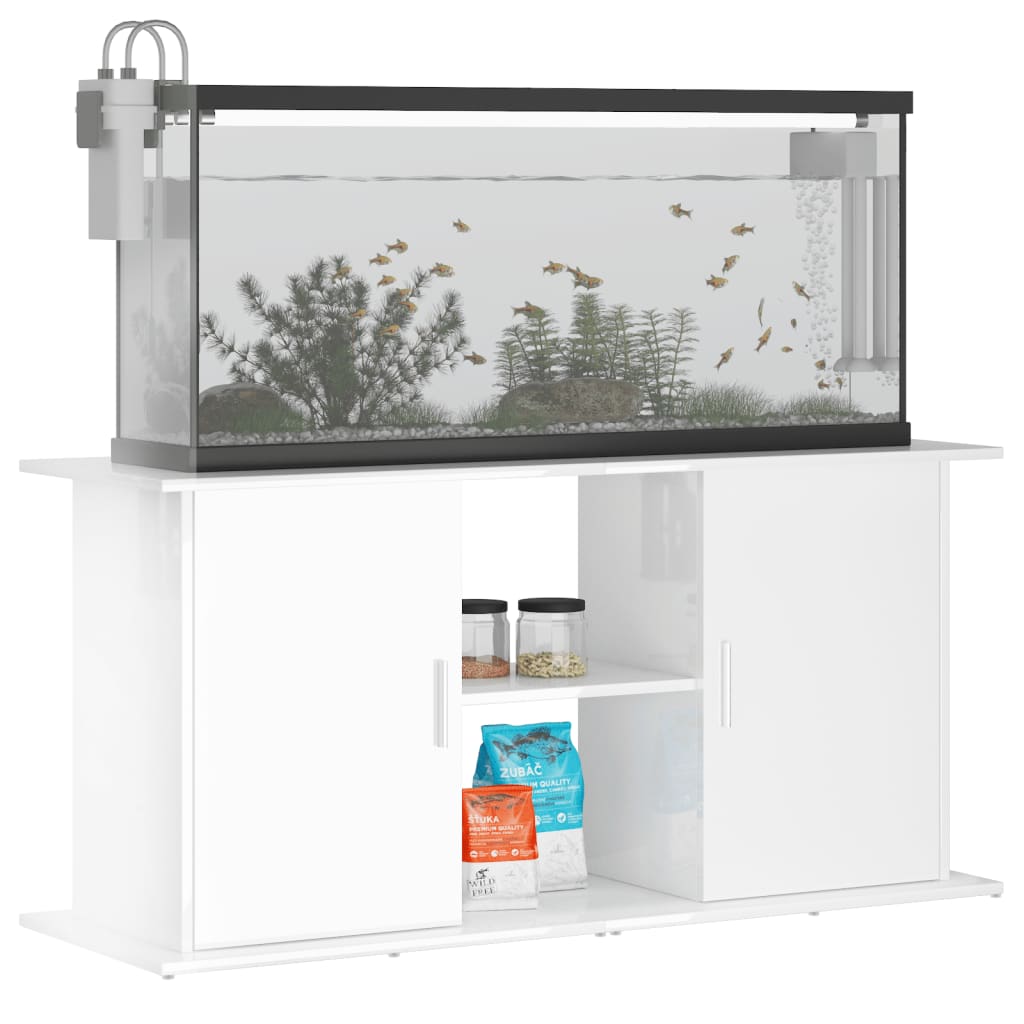 vidaXL Aquariumstandaard 121x41x58 cm bewerkt hout hoogglans wit