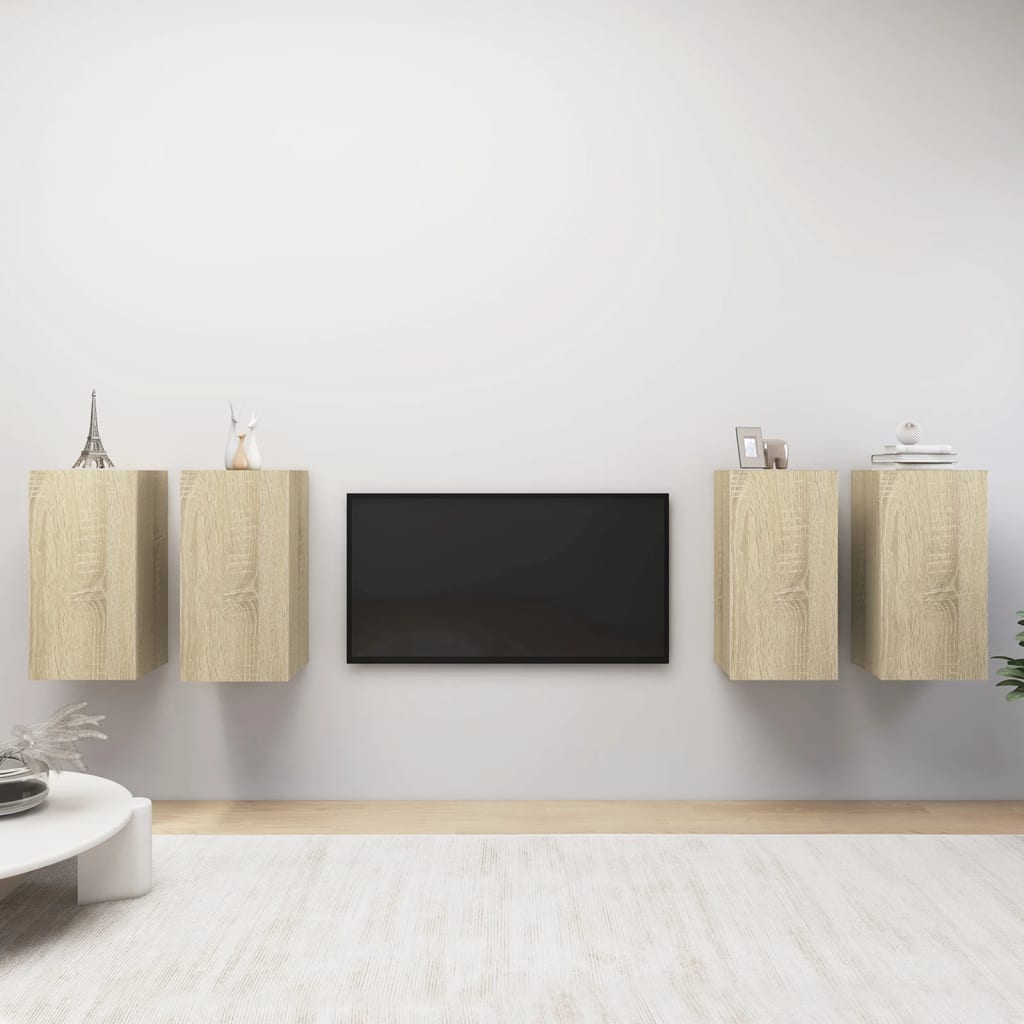vidaXL Tv-meubelen 4 st 30,5x30x60 cm bewerkt hout sonoma eikenkleurig