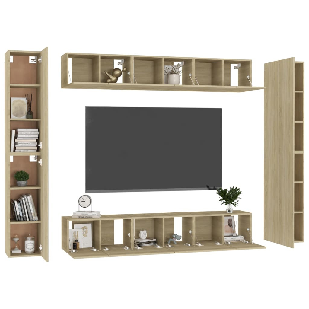 vidaXL 10-delige Tv-meubelset bewerkt hout sonoma eikenkleurig