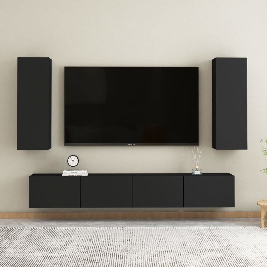 vidaXL Tv-meubelen 2 st 30,5x30x90 cm spaanplaat zwart