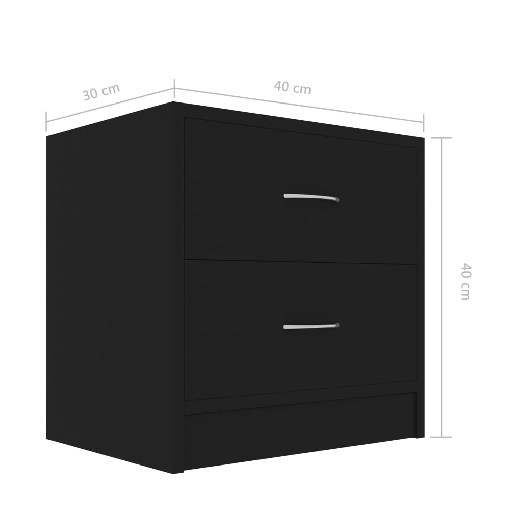 vidaXL Nachtkastjes 2 st 40x30x40 cm bewerkt hout zwart