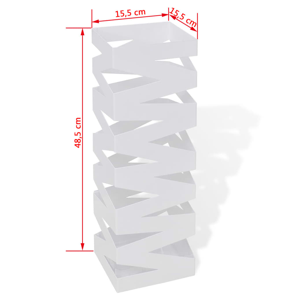 vidaXL Paraplu- en wandelstokhouder strepen wit vierkant staal 48,5 cm