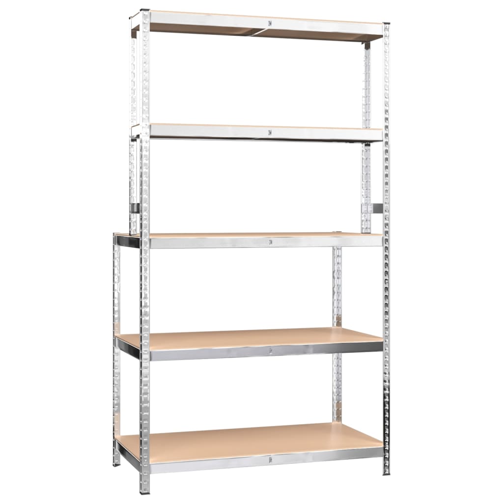 vidaXL Werktafel 5-laags met schappen staal & bewerkt hout zilverkleur