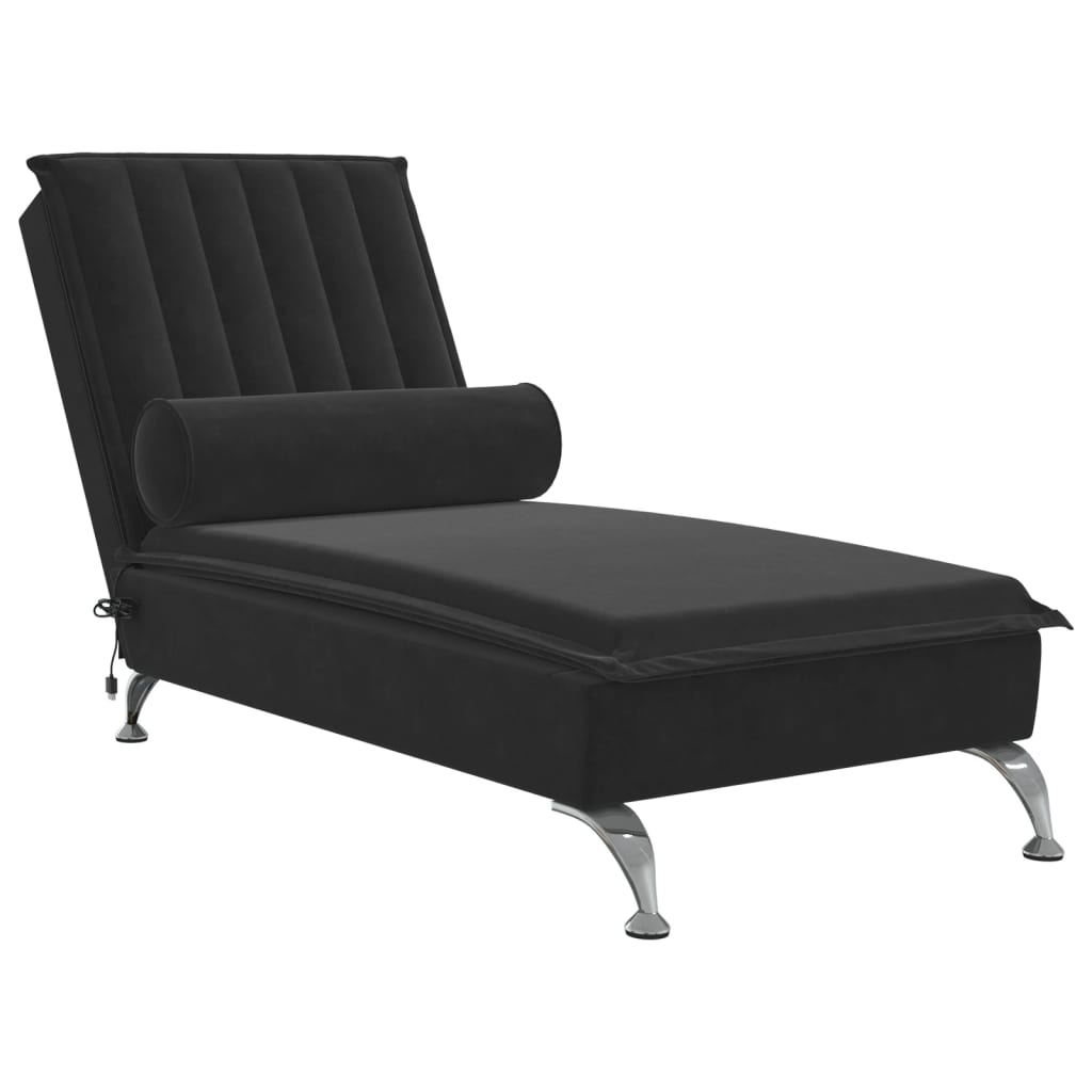 vidaXL Massage chaise longue met bolster fluweel zwart