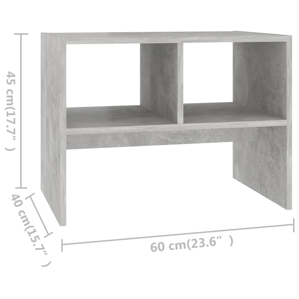 vidaXL Bijzettafel 60x40x45 cm bewerkt hout betongrijs