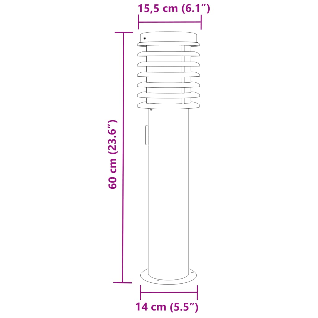 vidaXL Buitenvloerlamp met stopcontact 60 cm roestvrijstaal zilver