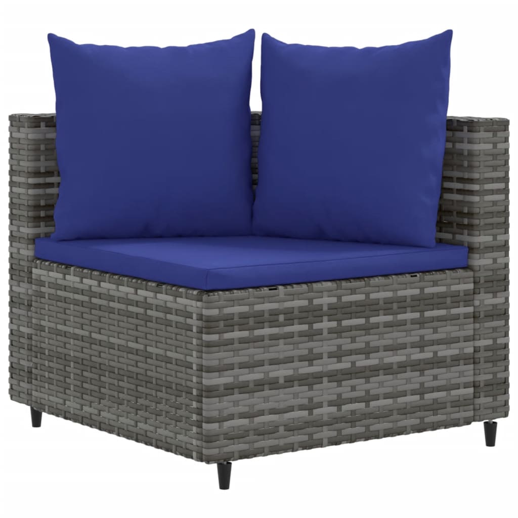 vidaXL 10-delige Loungeset met kussens poly rattan grijs