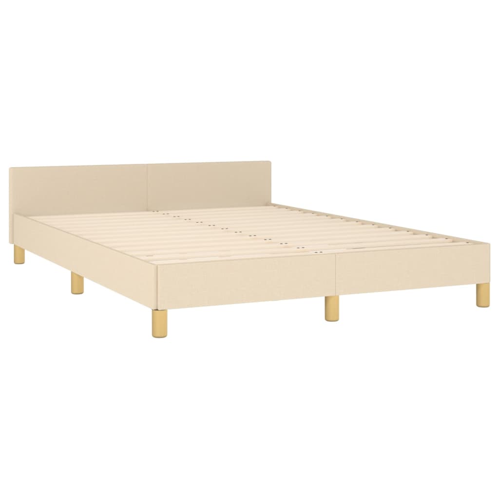 vidaXL Bedframe met hoofdeinde stof crèmekleurig 140x200 cm