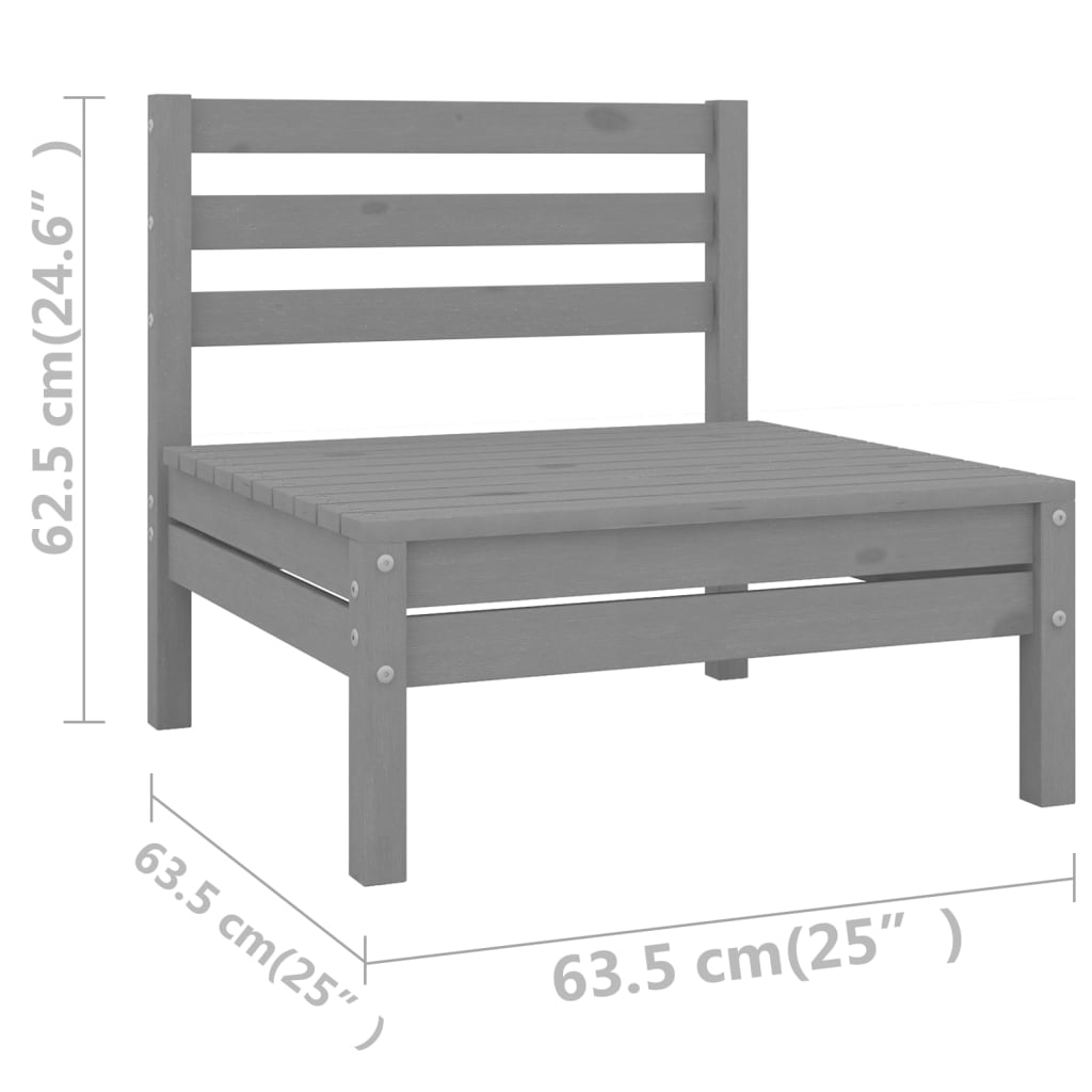 vidaXL 13-delige Loungeset massief grenenhout grijs