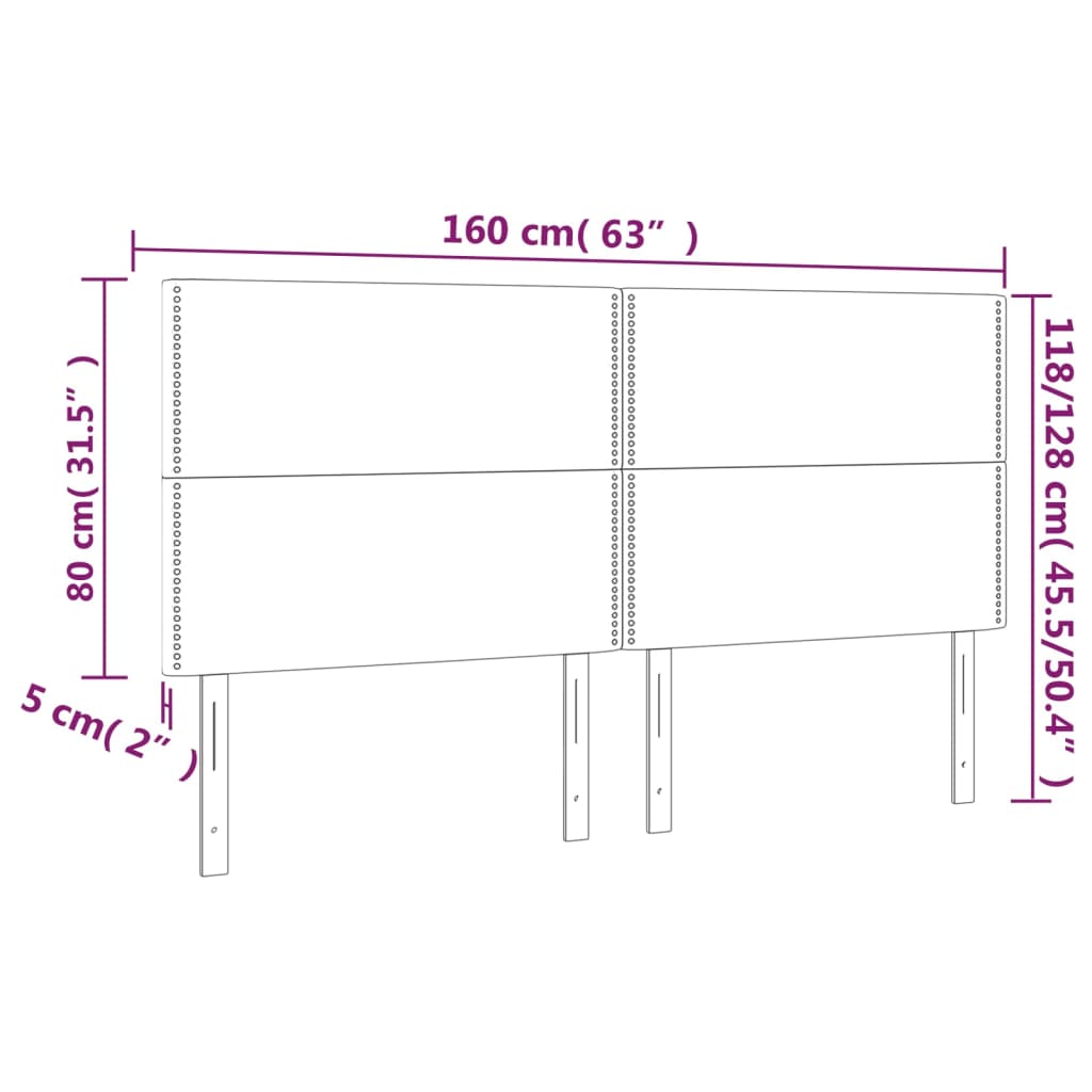 vidaXL Hoofdborden 4 st 80x5x78/88 cm stof donkerbruin