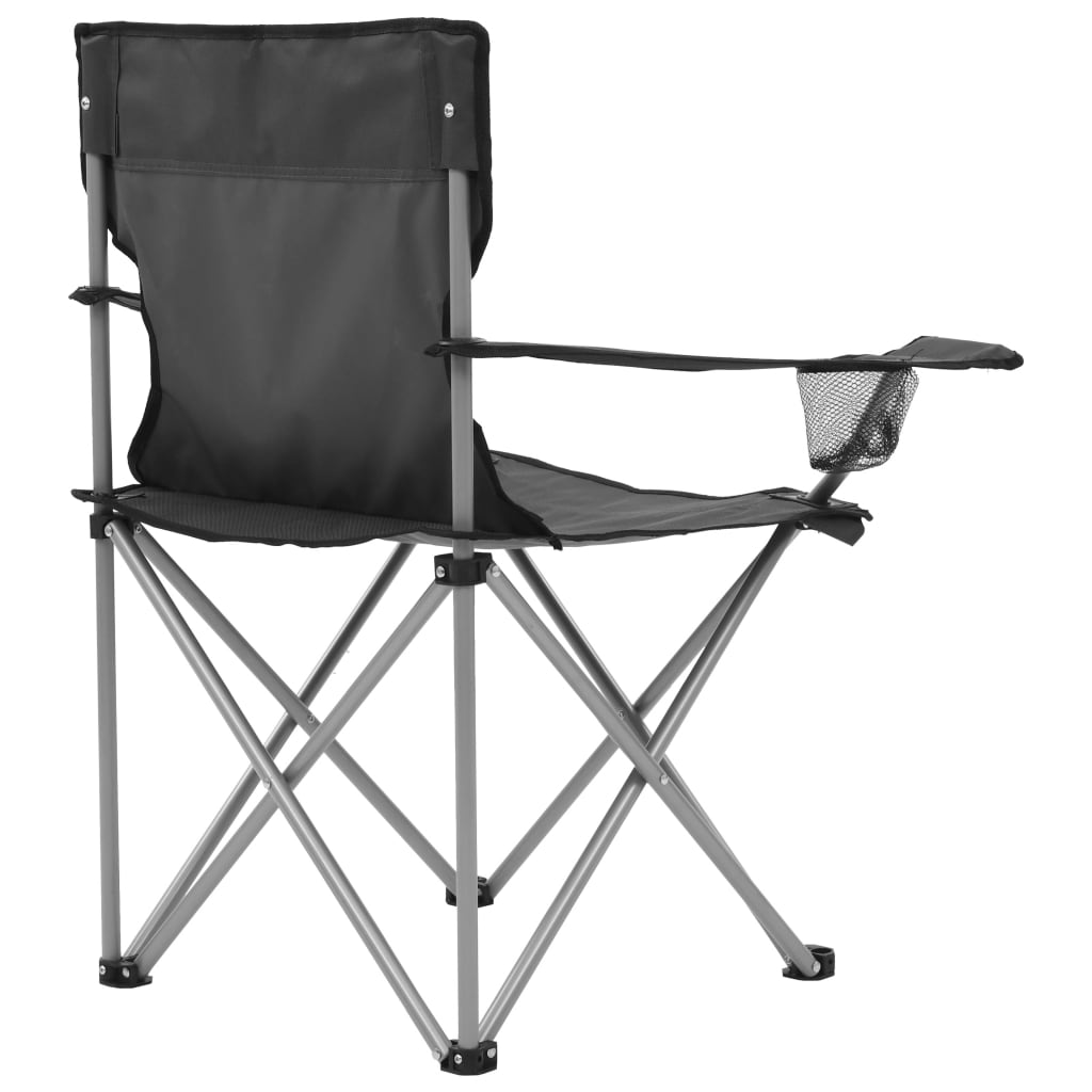 vidaXL Campingtafel en -stoelenset grijs 3-delig
