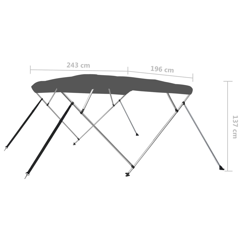 vidaXL Biminitop 4-boogs 243x196x137 cm antracietkleurig