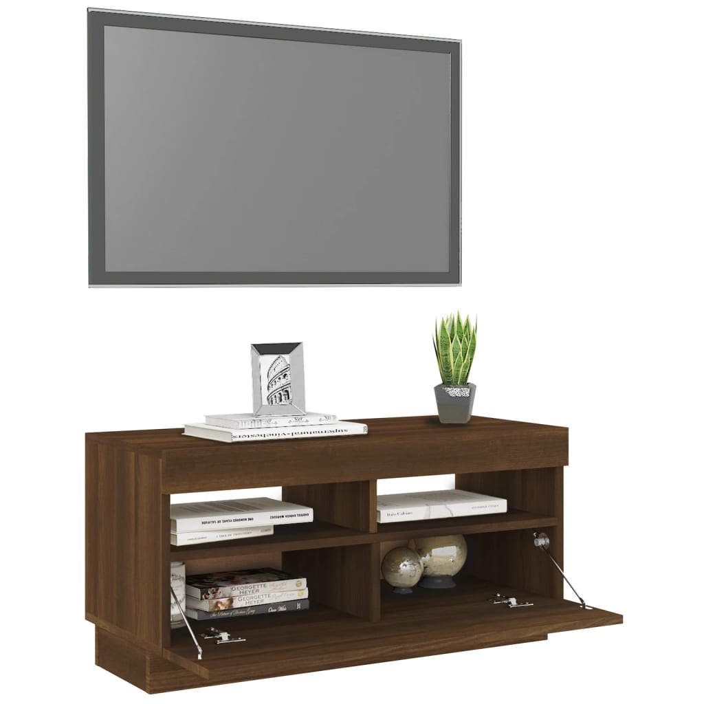 vidaXL Tv-meubel met LED-verlichting 80x35x40 cm bruin eikenkleur