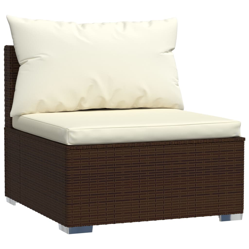 vidaXL 8-delige Loungeset met kussens poly rattan bruin